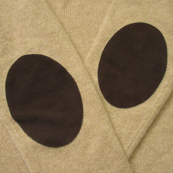 NWT Polo Ralph Lauren Cashmere Wool Mini in Camel Elbow Patch Sweater Dress M - Picture 3 of 5